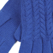 100% Cashmere Ladies Cable Glove Cornflower - Heritage Of Scotland - CORNFLOWER