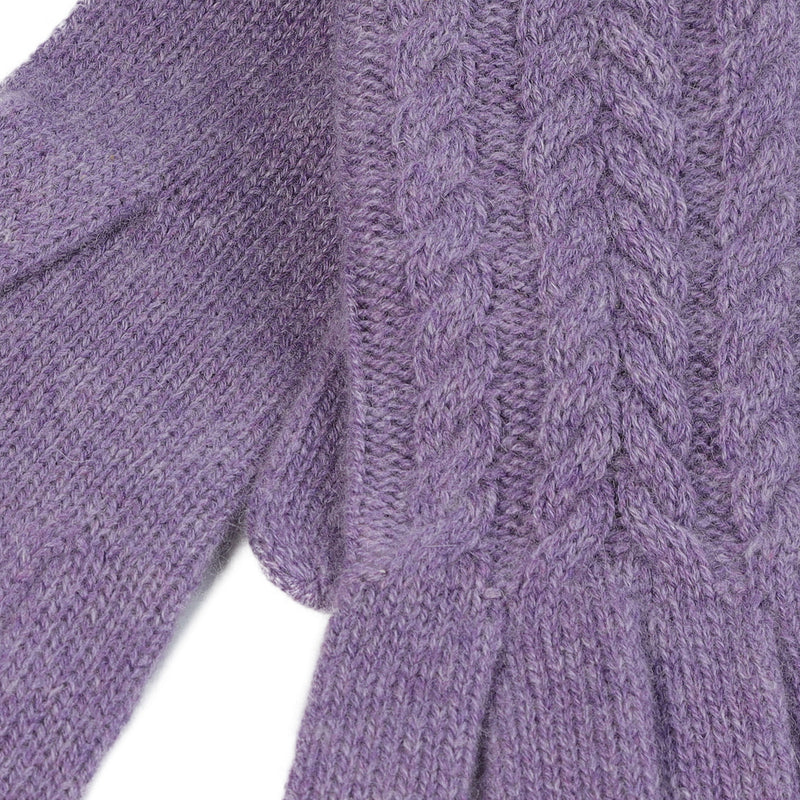 100% Cashmere Ladies Cable Glove Heather - Heritage Of Scotland - HEATHER