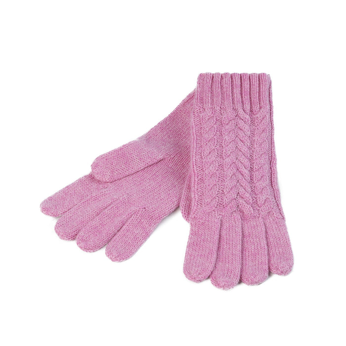 100% Cashmere Ladies Cable Glove Marl Lilac - Heritage Of Scotland - MARL LILAC