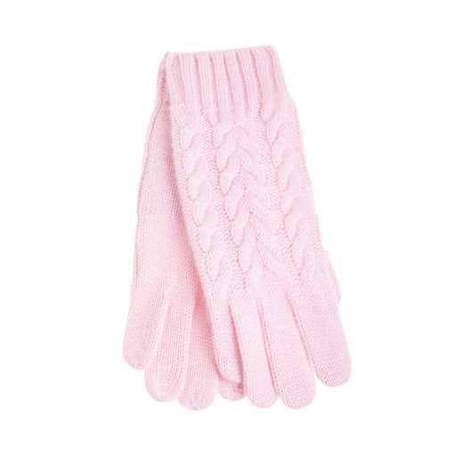 100% Cashmere Ladies Cable Glove Strawberry - Heritage Of Scotland - STRAWBERRY