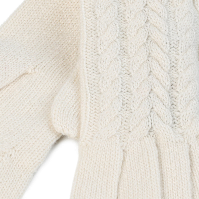 100% Cashmere Ladies Cable Glove White - Heritage Of Scotland - White
