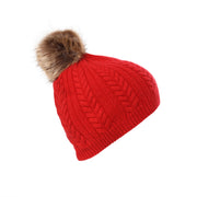 100% Cashmere Ladies Cable Rib Beanie Cardinal - Heritage Of Scotland - CARDINAL