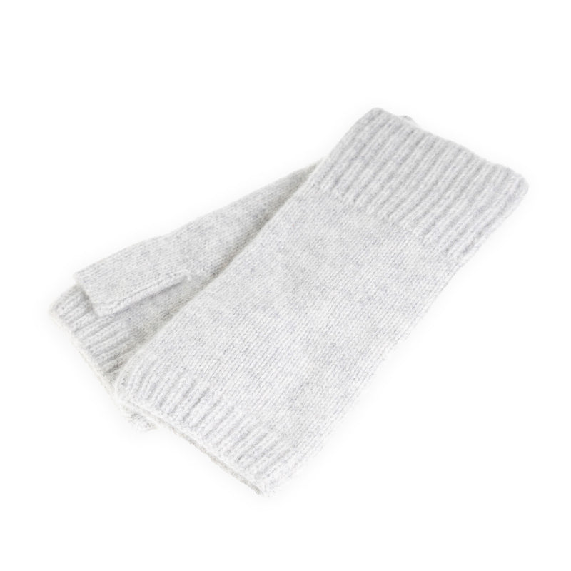 100% Cashmere Ladies Rib Wristlet Light Grey - Heritage Of Scotland - LIGHT GREY