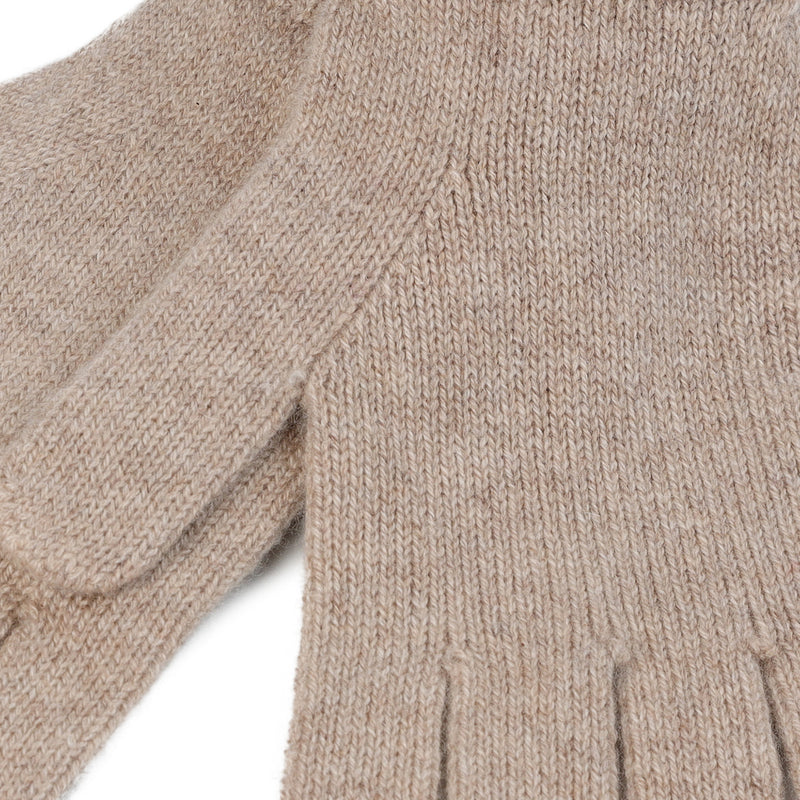 100% Cashmere Plain Ladies Glove Sand Beige - Heritage Of Scotland - SAND BEIGE