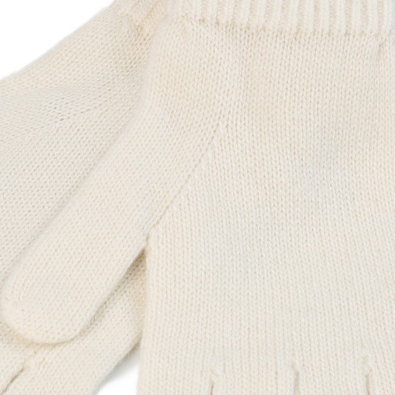 100% Cashmere Plain Ladies Glove White - Heritage Of Scotland - White