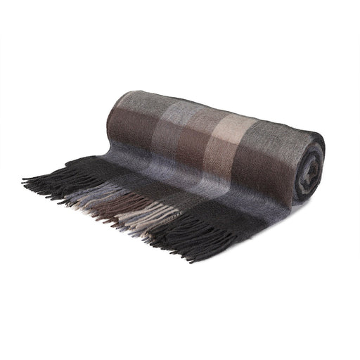 100% Lambswool Blanket Galaxy Check Deep Taupe - Heritage Of Scotland - GALAXY CHECK DEEP TAUPE