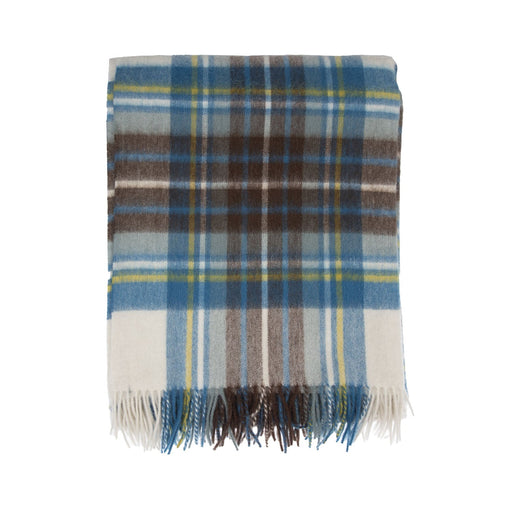 100% Lambswool Blanket Stewart Muted Blue - Heritage Of Scotland - STEWART MUTED BLUE