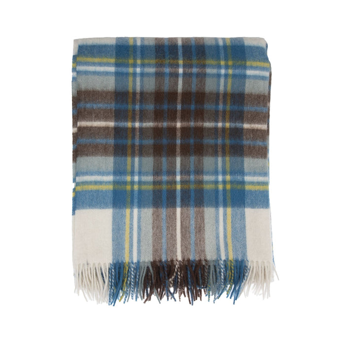100% Lambswool Blanket Stewart Muted Blue - Heritage Of Scotland - STEWART MUTED BLUE