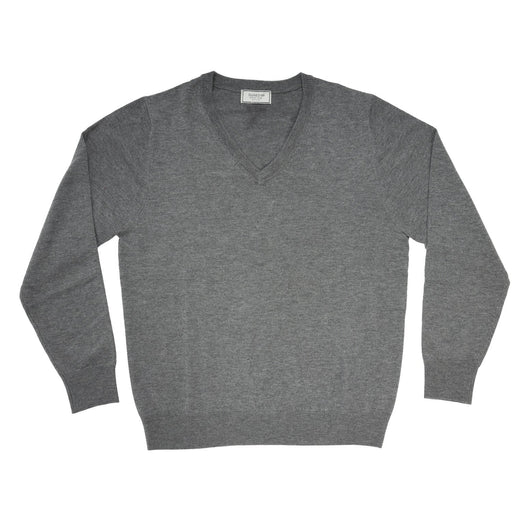100% Merino Gents V Neck Sweater Pewter - Heritage Of Scotland - PEWTER