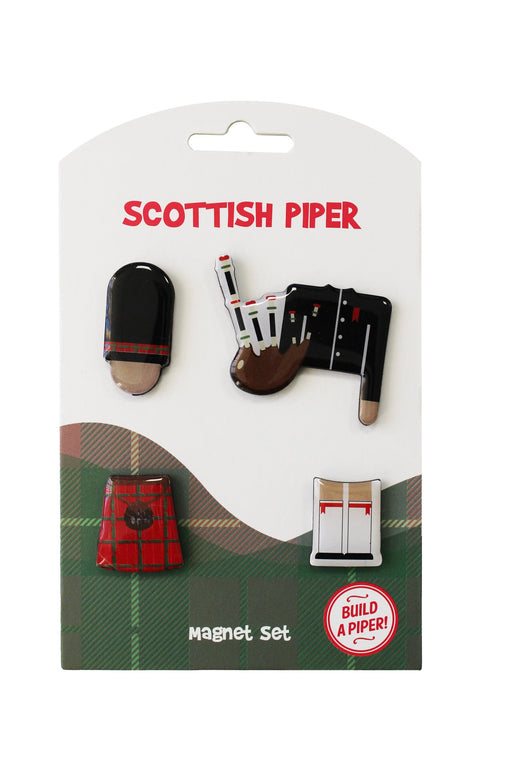 4 Pk Magnets - Build A Piper - Heritage Of Scotland - GREEN HERRINGBONE