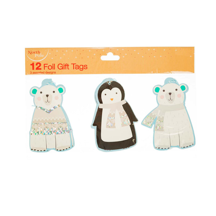 12 Giant Cute Polar Bear and Penguin Gift Tags