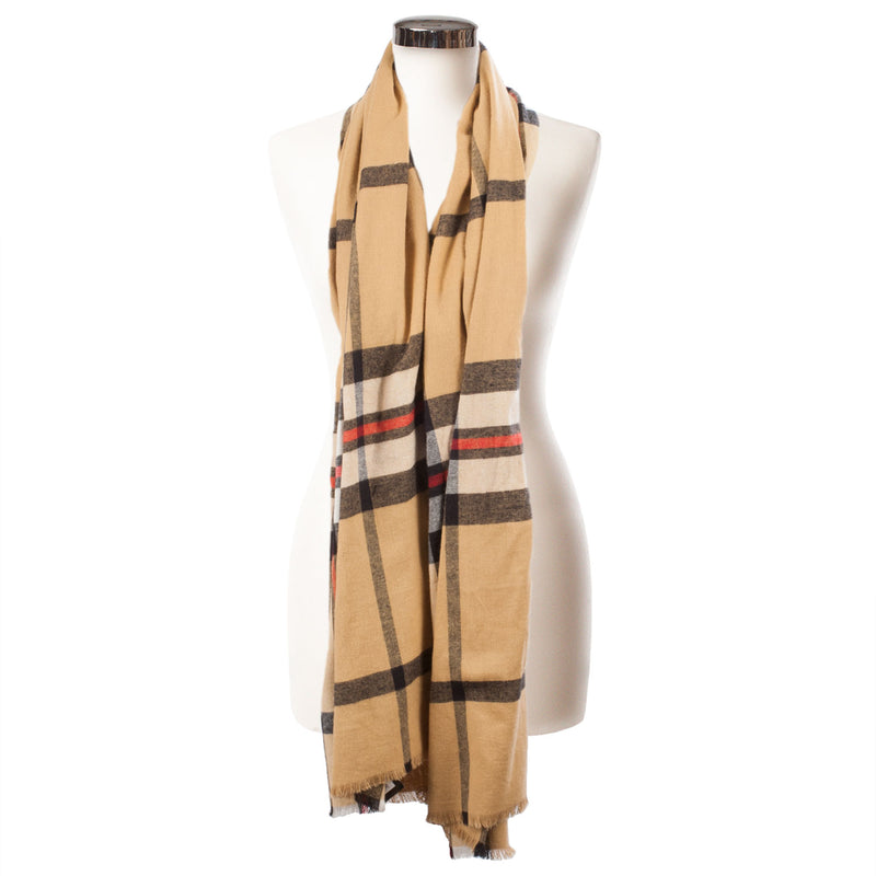 Gebürsteter Tartan-Baumwollschal Thomson Camel