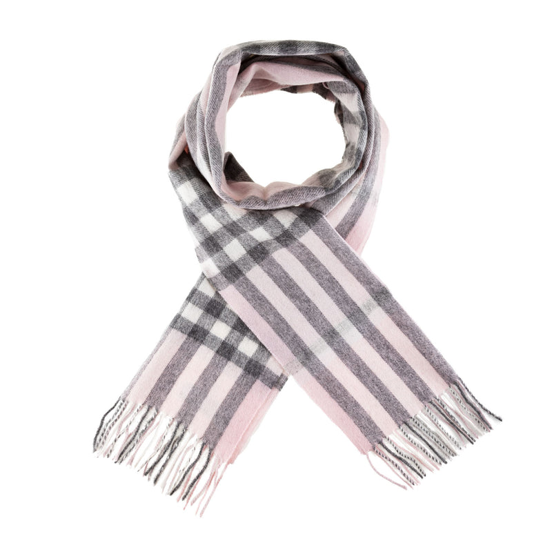 Checker Tartan 90/10 Cashmere Scarf Bar Chalk