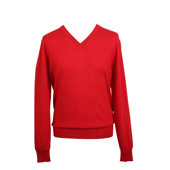 100% Merino Gents V Neck Sweater Emperor Red