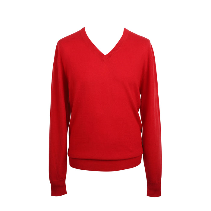100% Merino Gents V Neck Sweater Emperor Red