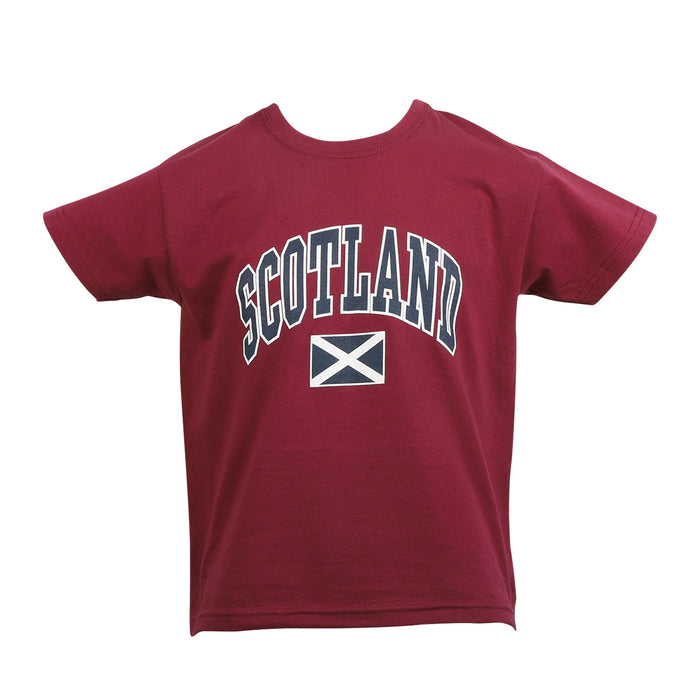 Kinder Schottland Harvard Print T / Shirt Kastanienbraun