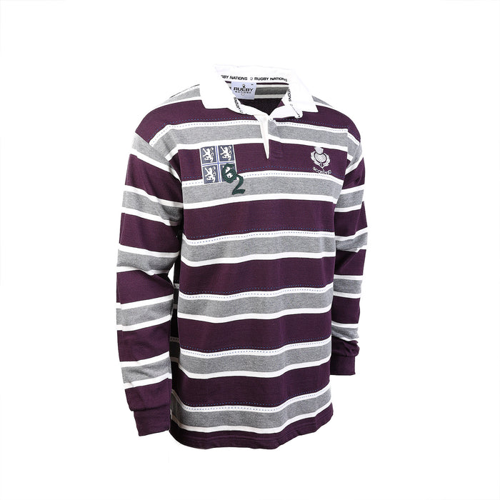 Herren L / S '62 Edinburgh High Rugby Shirt Lila / Grau