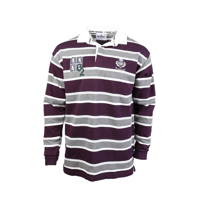 Herren L / S '62 Edinburgh High Rugby Shirt Lila / Grau