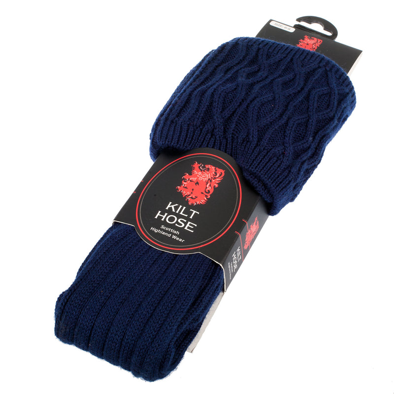 Adults 10% Plain Wool Kilt Socks Plain Navy