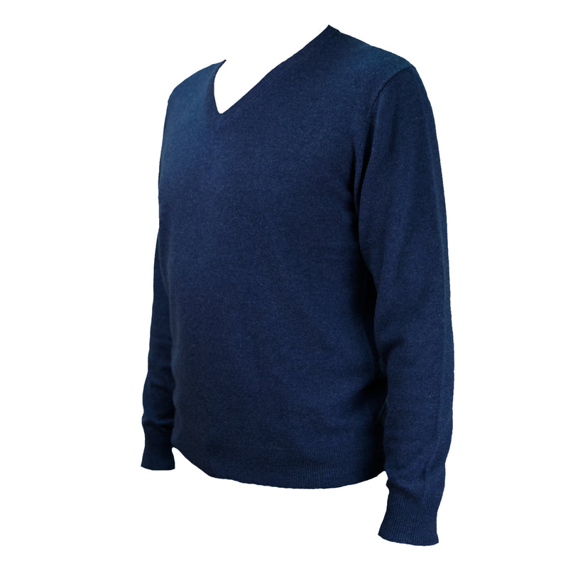 Herren Dunedin Cashmere 100% Cashmere V Denim