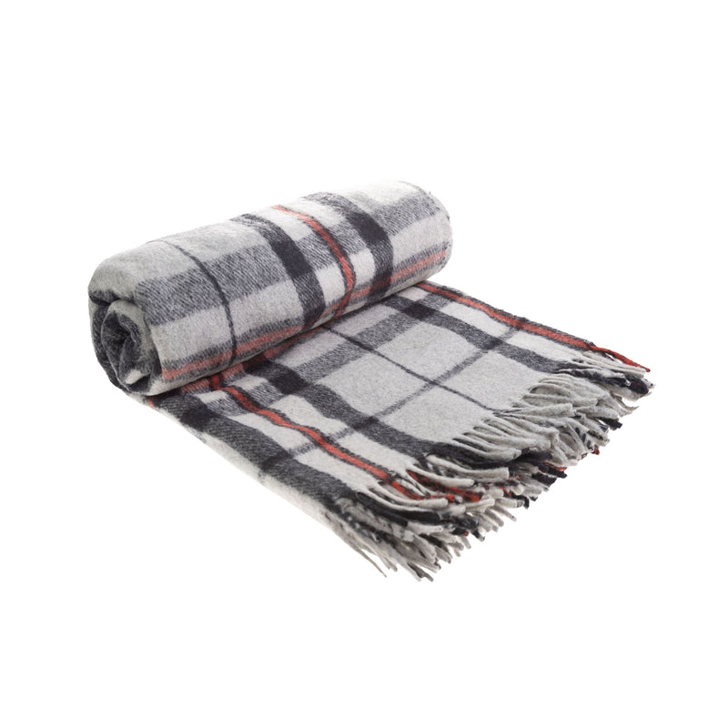 Highland Wool Blend Tartan Blanket / Throw Extra Warm Thomson Grey
