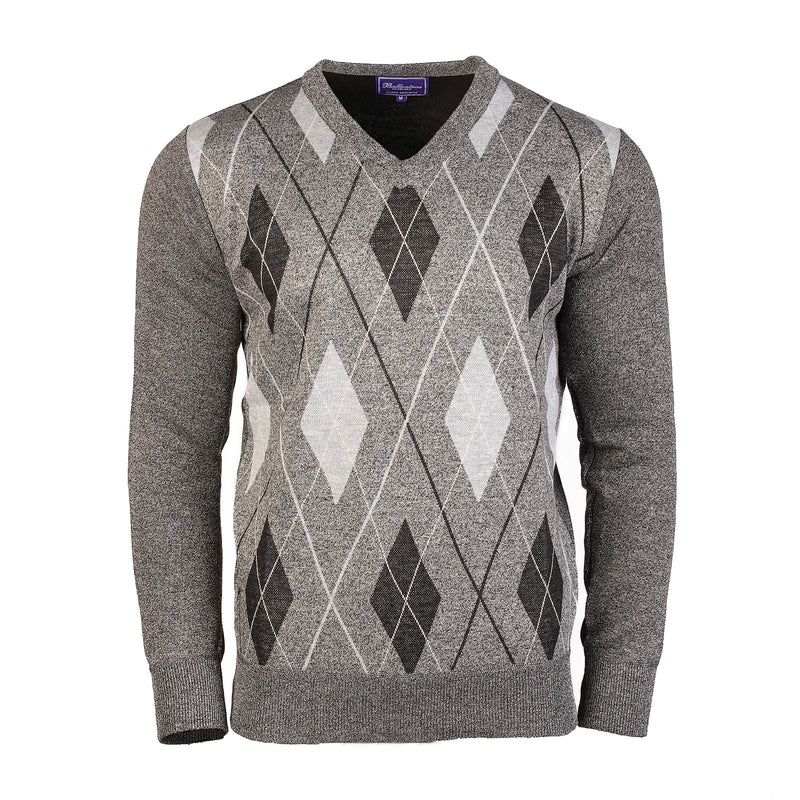 Herren Argyle Ballantrae Pullover Hellgrau Melange