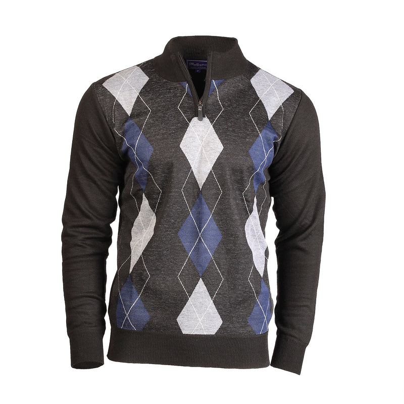 Herren Argyle Ballantrae Jumper Half Zip Black