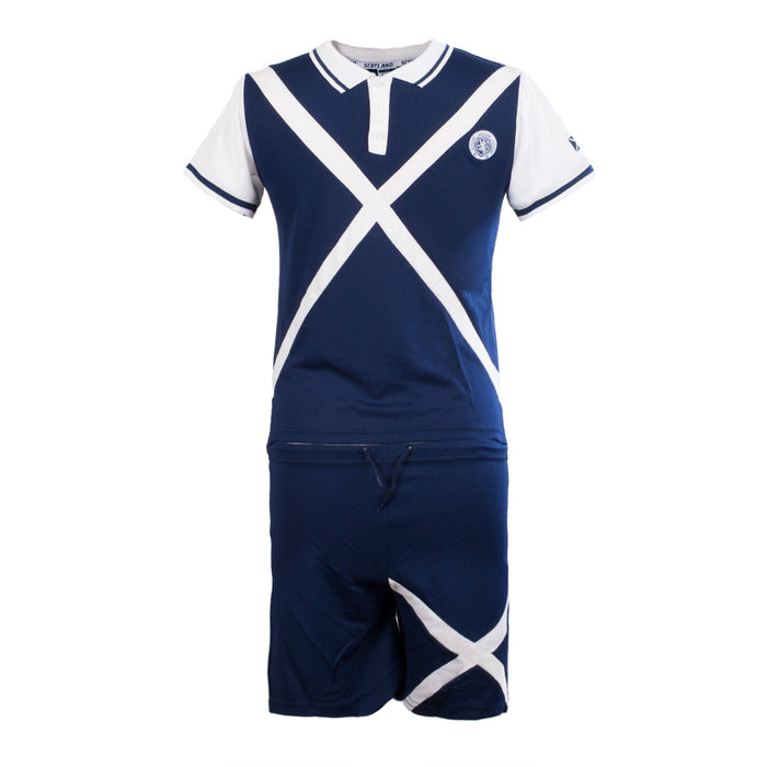 Kids Saltire Scotland Football Kit Top & Shorts Set Navy