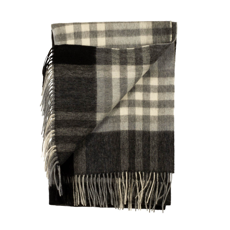90/10 Tartan Cashmere Deckenschal Schwarz