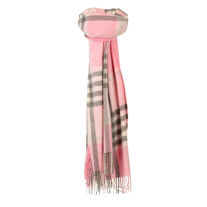 90/10 Tartan Cashmere Blanket Scarf  Pink