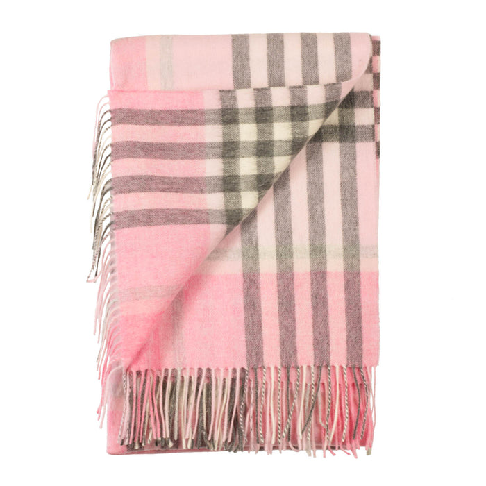 90/10 Tartan Cashmere Blanket Scarf  Pink