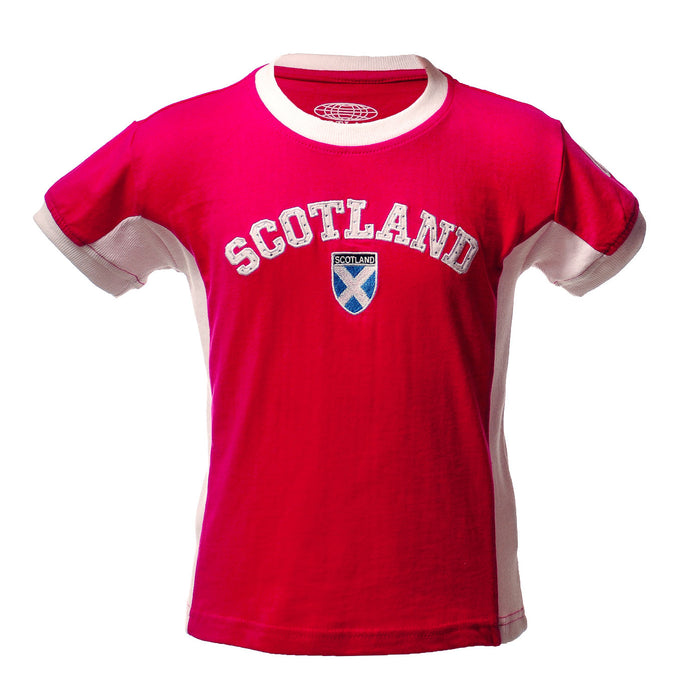 Kids Scotland T-Shirt Number 9 Design Hot Pink With Diamante