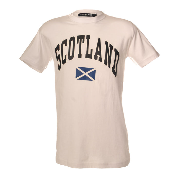 (D) Schottland Harvard Print T / Shirt Weiß