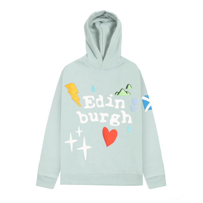 Adults Edin 3D Puff Printed Hooded Top Teal - Heritage Of Scotland - TEAL