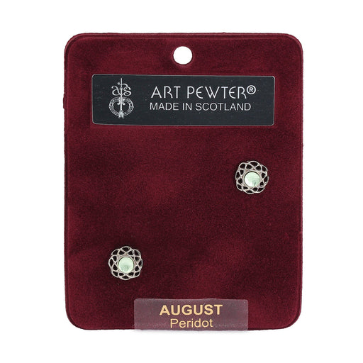 Art Pewter Earrings August - Heritage Of Scotland - AUGUST (PERIDOT)