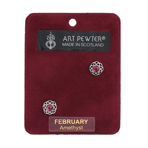 Art Pewter Earrings February - Heritage Of Scotland - FEBRUARY (AMETHYST)