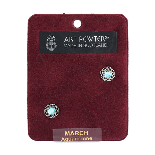 Art Pewter Earrings March - Heritage Of Scotland - MARCH (AQUAMARINE)