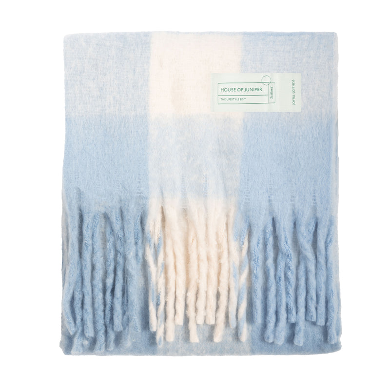 Blanket Scarf Dark Blue Check - Heritage Of Scotland - DARK BLUE CHECK