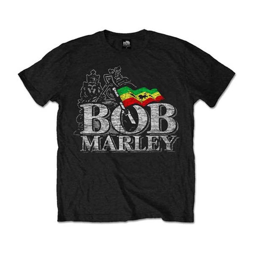 Bob Marley Distressed Logo Mens Ts - Heritage Of Scotland - BLACK