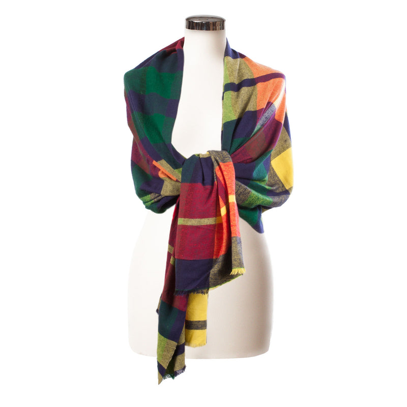 Brushed Tartan Cotton Scarf Buchanan Modern - Heritage Of Scotland - BUCHANAN MODERN