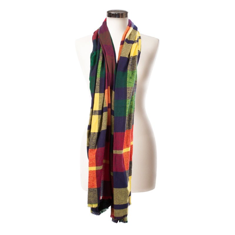 Brushed Tartan Cotton Scarf Buchanan Modern - Heritage Of Scotland - BUCHANAN MODERN