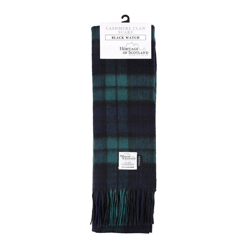 Cashmere Scottish Tartan Clan Scarf Black Watch - Heritage Of Scotland - BLACK WATCH