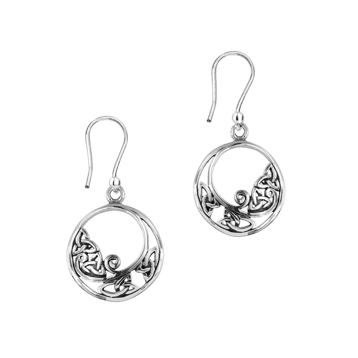 Celtic Trinity Knots Silver Round Drop Earrings 'Carol' - Heritage Of Scotland - NA