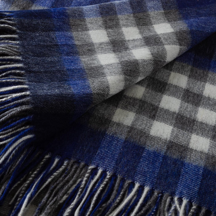 Chequer Cashmere Blend Blanket Navy - Heritage Of Scotland - NAVY