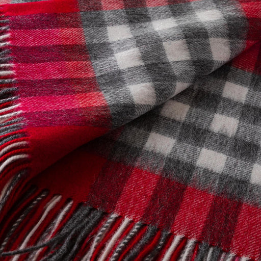 Chequer Cashmere Blend Blanket Red - Heritage Of Scotland - RED