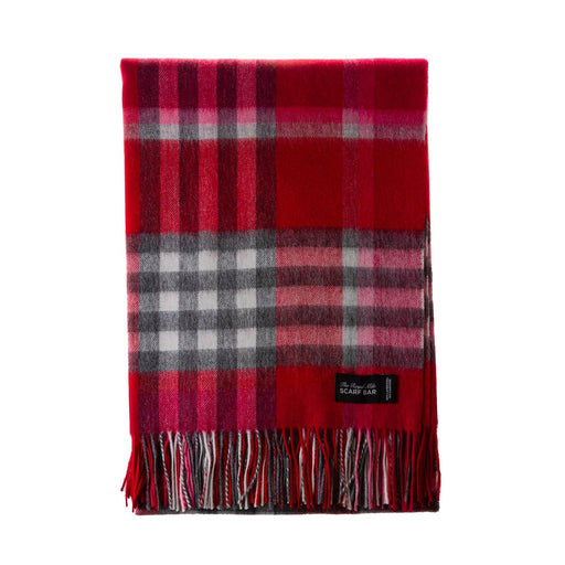 Chequer Cashmere Blend Blanket Red - Heritage Of Scotland - RED