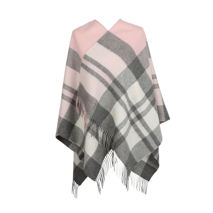 Chequer Tartan 90/10 Cashmere Mini Cape Exploded Chalk - Heritage Of Scotland - EXPLODED CHALK