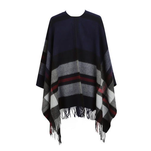 Chequer Tartan 90/10 Cashmere Mini Cape Exploded Navy - Heritage Of Scotland - EXPLODED NAVY