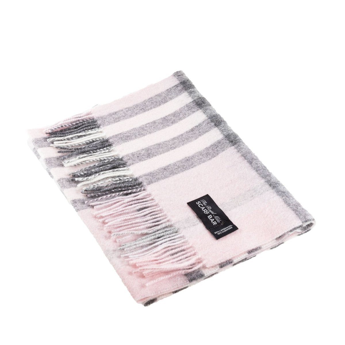 Chequer Tartan 90/10 Cashmere Scarf Bar Chalk - Heritage Of Scotland - CHALK