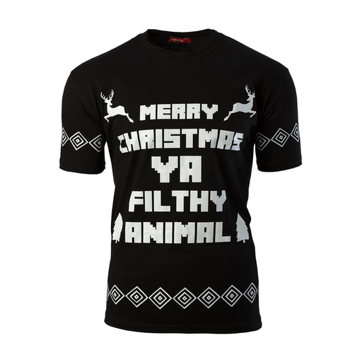 Christmas T-Shirt Ya Filthy Animal Unisex Black - Heritage Of Scotland - BLACK